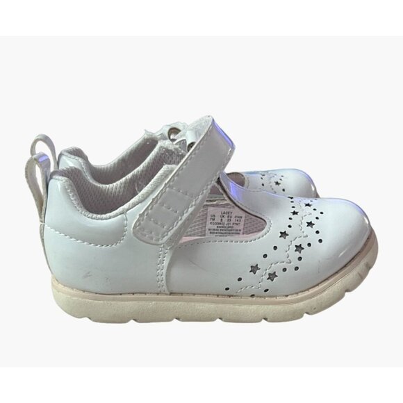 Stride Rite 360 Size 7 Girls Lacey Mary Jane White Patent Velcro Shoe 2 Sets ava - Picture 10 of 12